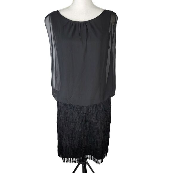 Scarlet Brand Dress Size 6 Fringe Detail Chiffon Blouson Dress New - Picture 1 of 15